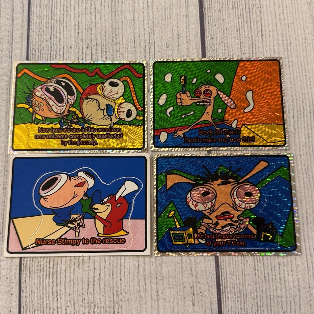 Vintage Ren And Stempy Vending Machine Prism Stickers Lot of 4